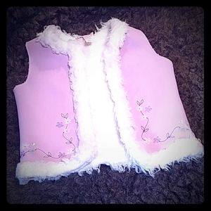 Cute Pink Faux Suede/sheep wool girl's sherpa vest